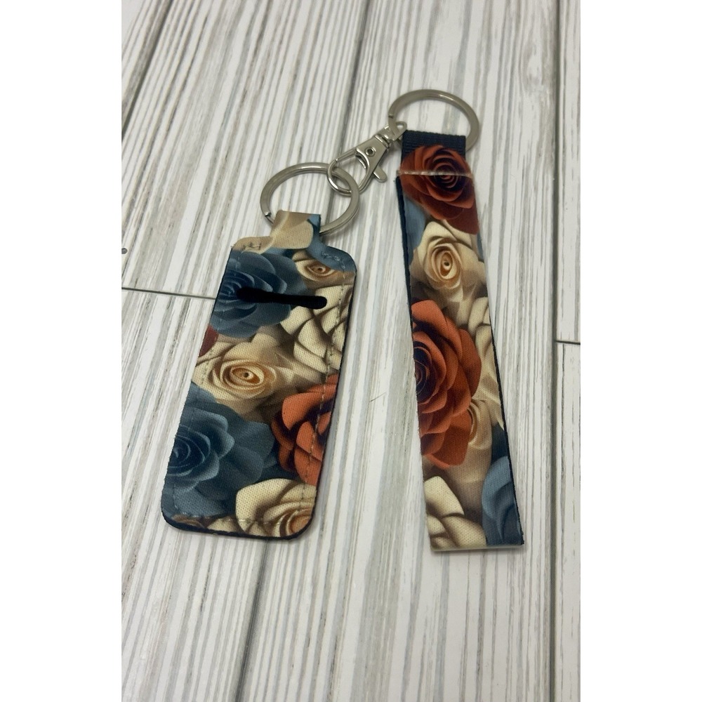 Chapstick Holders And Wristlet - Floral Roses